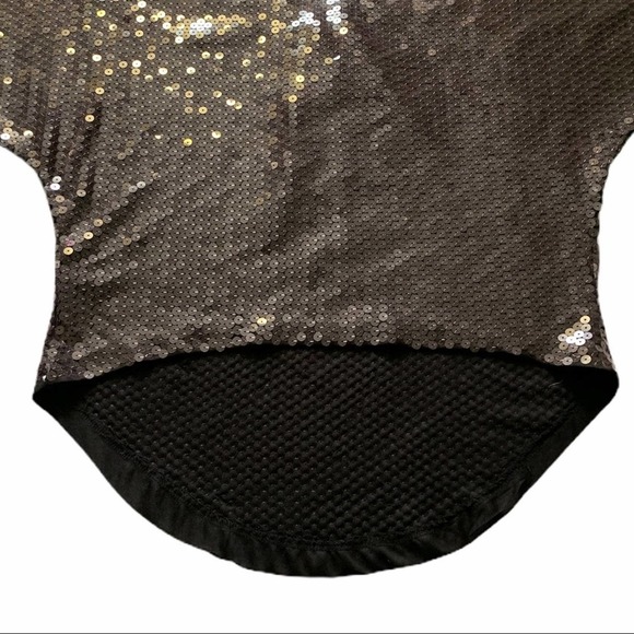 LaROK Black Sequined Short Sleeve V Neck Top XS - Picture 5 of 11